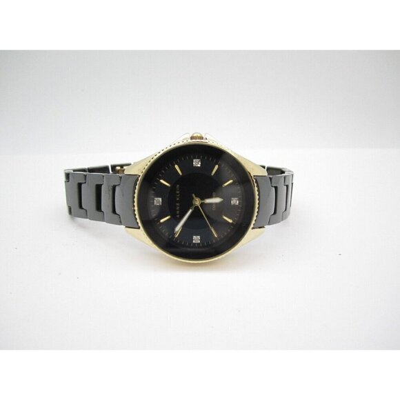 Women Anne Klein Ceramic Diamond Quartz 32mm Analog Watch (G843) "New Battery" - Picture 7 of 10
